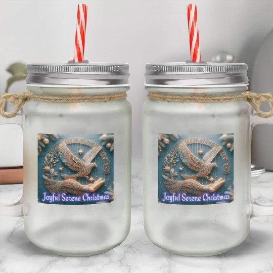 Joyful Serene Christmas. Mason Jar Cups