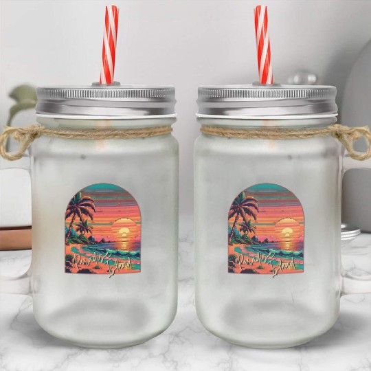 Paradise Island Mason Jar Cups