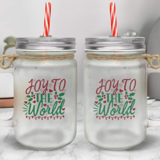 Joy To The World Christmas Mason Jar Cups