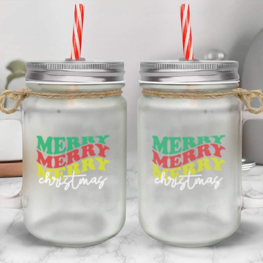 Merry merry merry Christmas, Xmas Design Mason Jar Cups