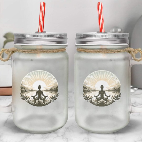 Yoga lotus design Mason Jar Cups