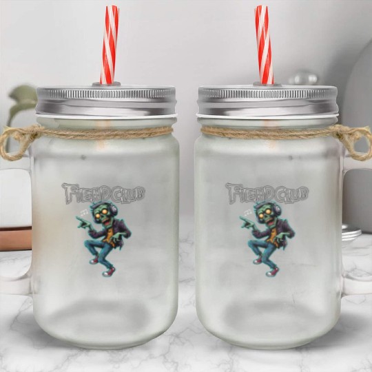 Fiend Club Dancing Zombie with Headphone Mason Jar Cups