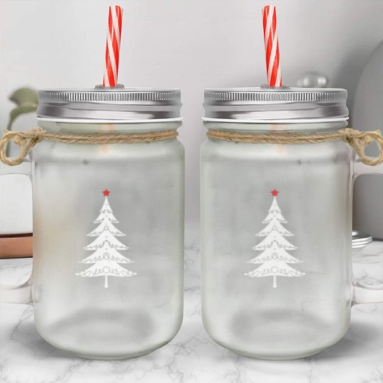 Decorated Minimalistic Christmas Tree - White Mason Jar Cups