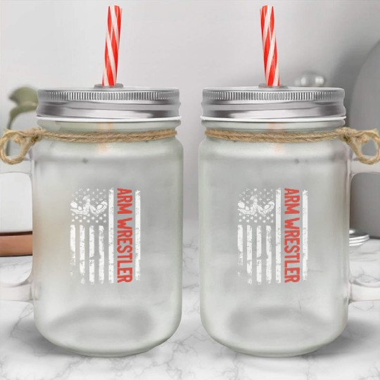 Arm Wrestler Arm Wrestle US Flag Arm Wrestling US Mason Jar Cups