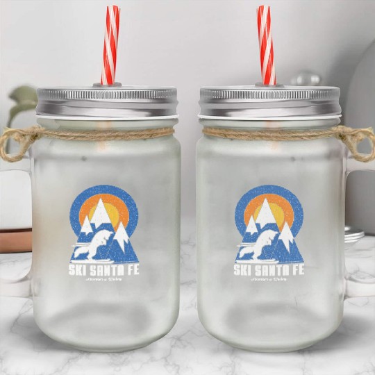Retro Ski Santa Fe White Fox Mason Jar Cups