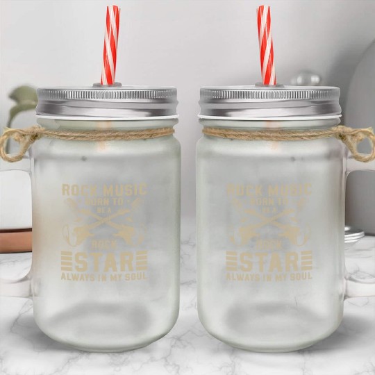 Rock Hard Rock Guitar Rockabilly Mason Jar Cups