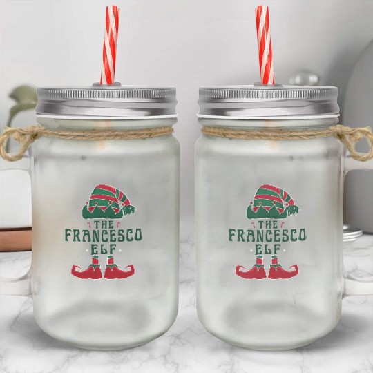 The Francesco Elf Pajama for Funny Christmas Mason Jar Cups