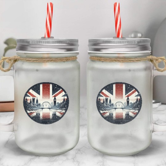 Winter London Travel Vintage Logo Mason Jar Cups