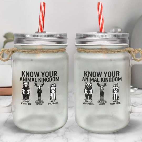 Jungle Mason Jar Cups, Know Your Animal Kingdom Bear Moose
