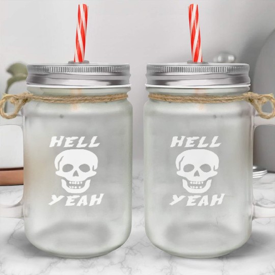 Stone Cold skull hell yeah Mason Jar Cups