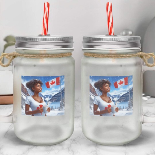 Canadian Winter Snow in Banff Canada Mason Jar Cups