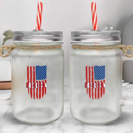 American Flag Merica Mason Jar Cups