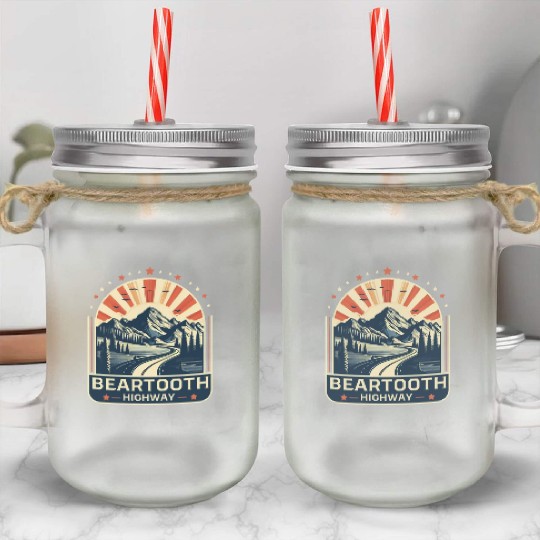 Beartooth Highway US 212 Mason Jar Cups