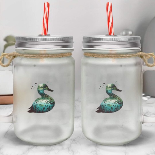 Nature in Duck Pattern Mason Jar Cups