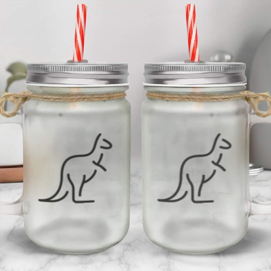 Skippys black Kangaroo Mason Jar Cups