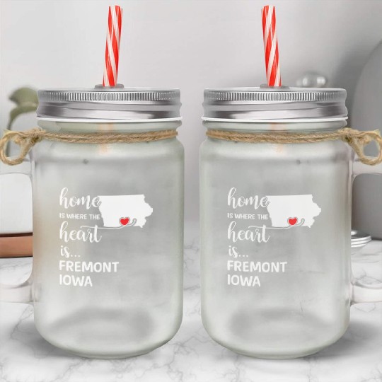 Fremont County Iowa Is Where My Heart Is Gift Mason Jar Cups