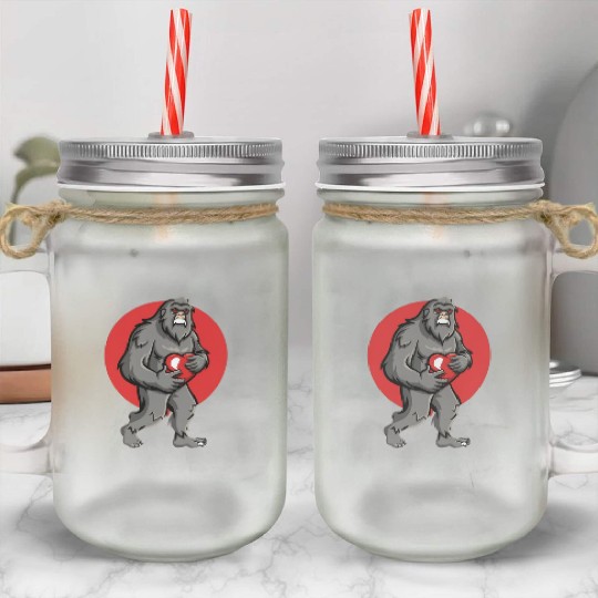 bigfoot heart valentines day Mason Jar Cups