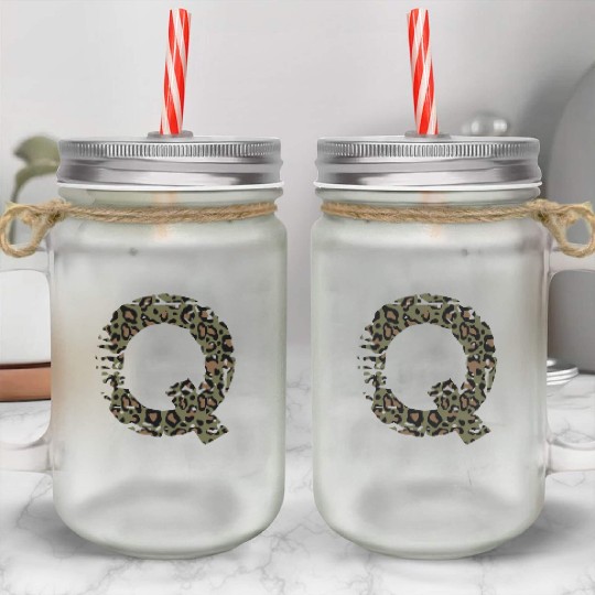 Q army camo design Mason Jar Cups