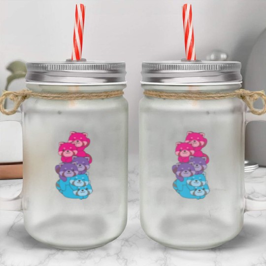 Androgynous Flag Pride Lgbtq Cute Red Panda Mason Jar Cups