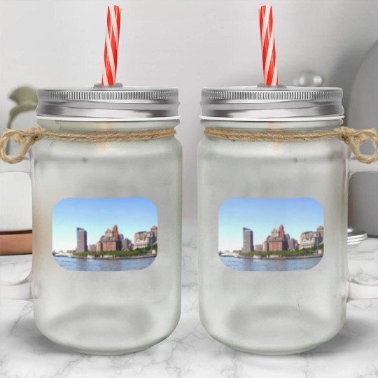 Manhattan NY - Manhattan Skyline on a Clear Day Mason Jar Cups