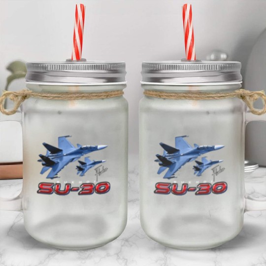 Sukhoi SU-30 Flanker Russian Fighterjet Mason Jar Cups