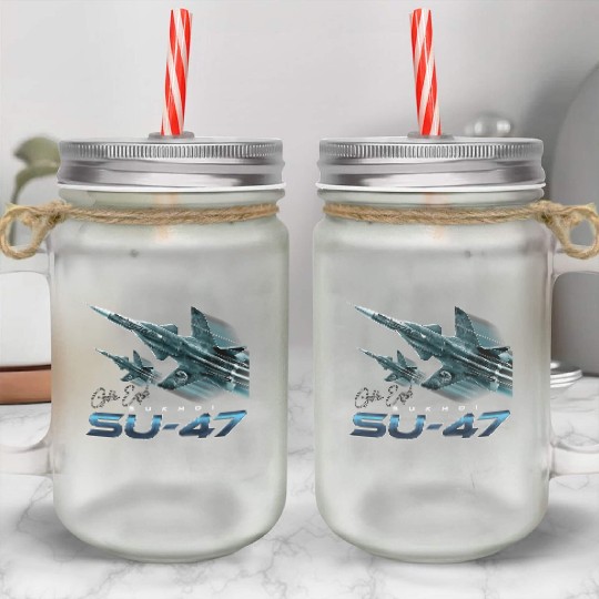 Sukhoi SU-47 the Golden Eagle Russian Fighterjet Mason Jar Cups