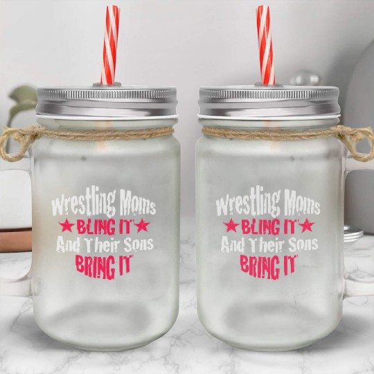 Blink it Wrestling Mom Passion Is Gift Mason Jar Cups