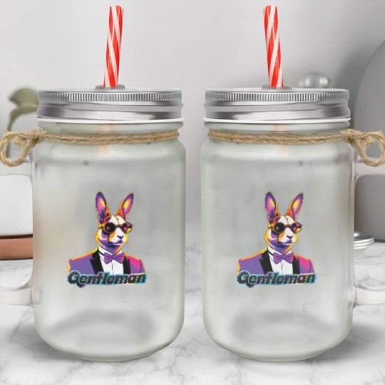 Pop Art Playboy Rabbit Gentleman Cyberpunk Bunny Mason Jar Cups