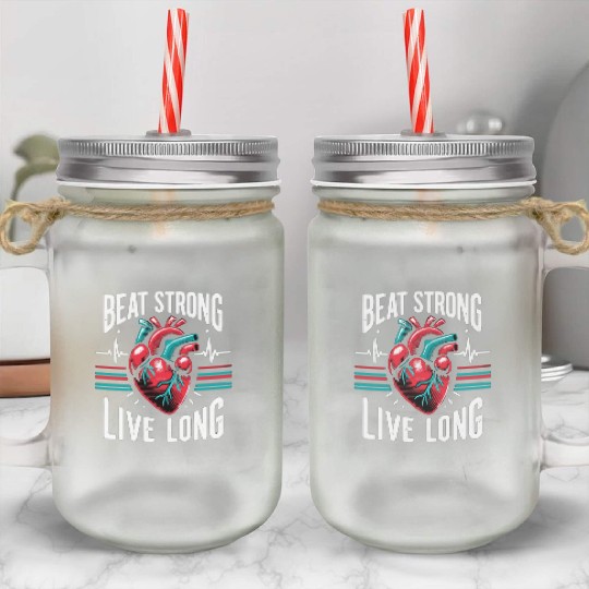 Healthy Heart Beat February Cardiac Awareness Mason Jar Cups