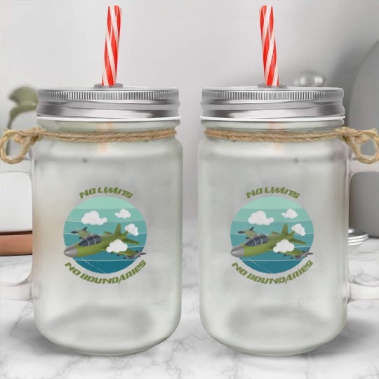 No Limits No Boundaries Jet Design Mason Jar Cups