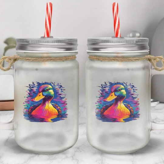 Watercolor Colorful Alpaca Colorful Animals Mason Jar Cups