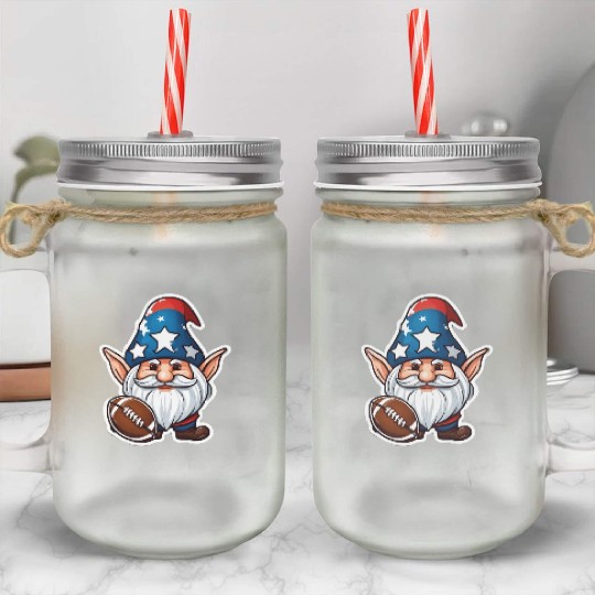 Gnome American Football Mason Jar Cups