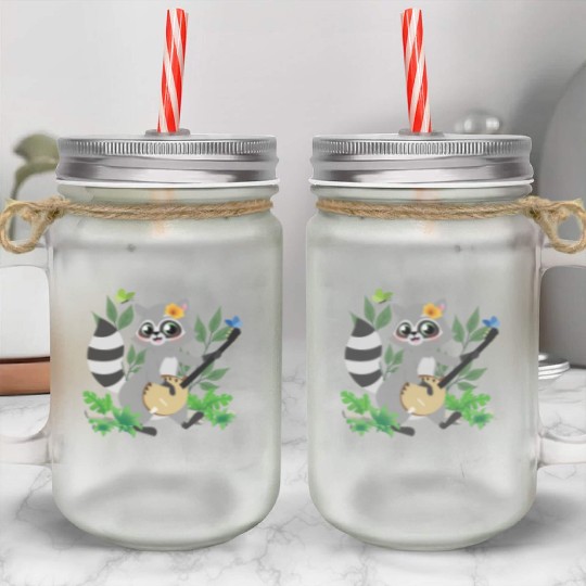 Raccoon Cottagecore Naturecore Kids Mason Jar Cups