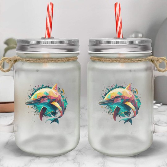 unique dolphin design Mason Jar Cups