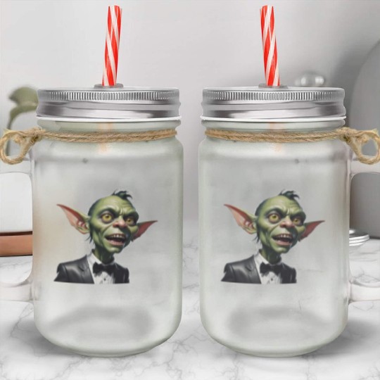 Green Goblin with Tuxedo Mason Jar Cups