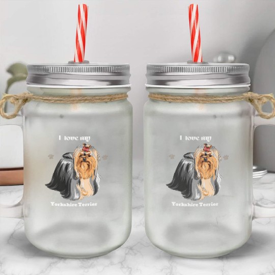 Yorkshire Terrier, Dog Dad, Dog Mom, Pet Lover Mason Jar Cups