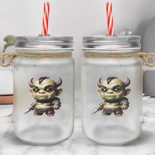 Anime chibi orc Mason Jar Cups