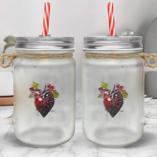 Default Human heart made with wine and red grape Mason Jar Cups