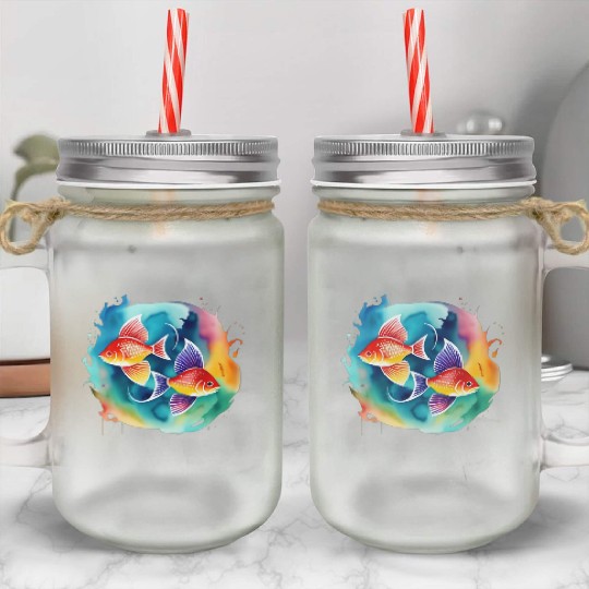 Color splash zodiac: Pisces Mason Jar Cups