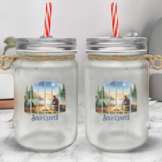 Camping Alone Solo Camper Mason Jar Cups