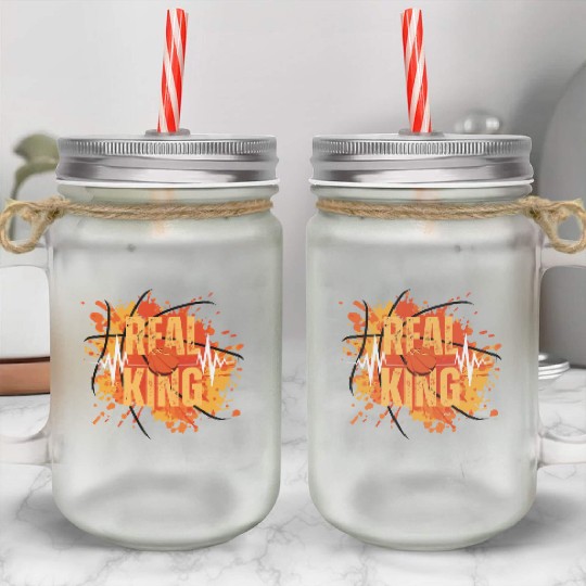 real king basketball Mason Jar Cups