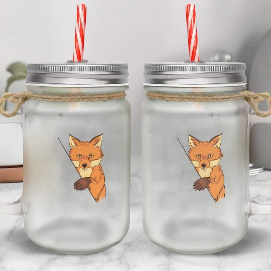Red Fox Cartoon Animal Kingdom Nature Mason Jar Cups