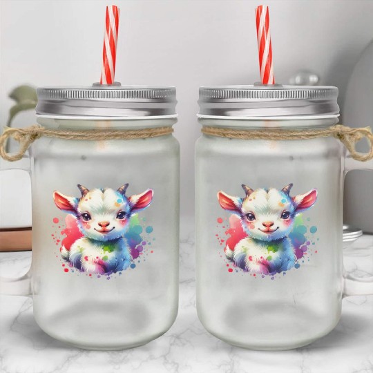 Cute Goat Lover Farm Animal Lamb Enthusiast Design Mason Jar Cups