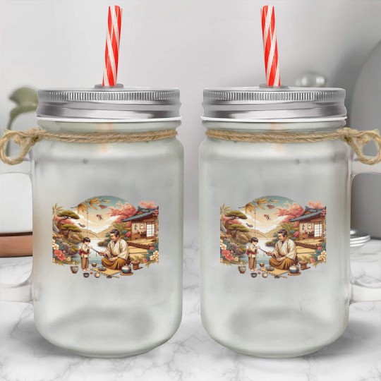 Japanese Themed Father's Day Mason Jar Cups