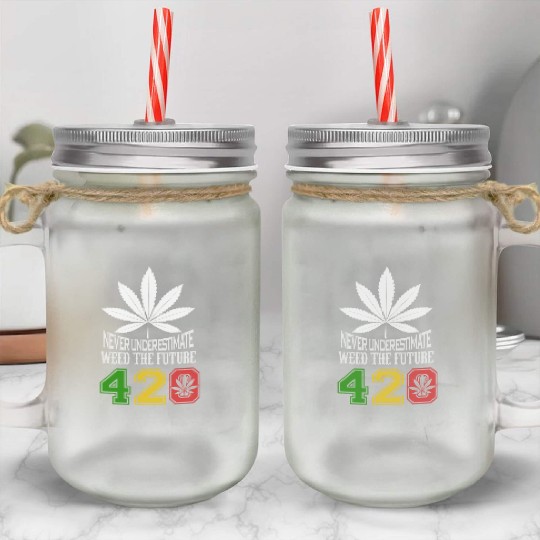 Chuckling 420 Future of Herb Weed Marijuana Design Mason Jar Cups