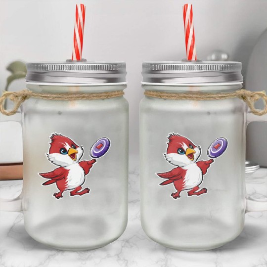 Cardinal Frisbee Fun: Vibrant Cardinal Design for Mason Jar Cups