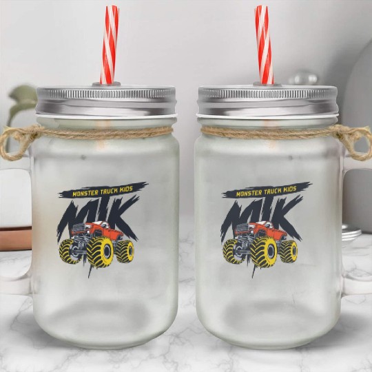 monster trucks kids Mason Jar Cups
