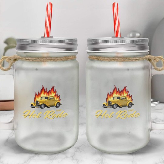 1932 VINTAGE HOT ROD CAR Mason Jar Cups