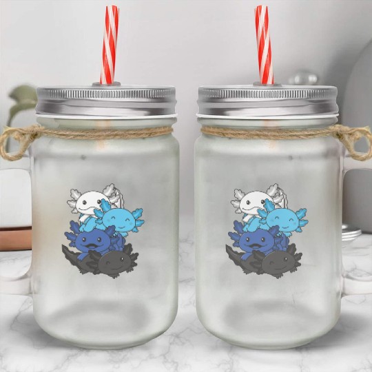 Transmasc Flag Pride Lgbtq Cute Axolotl Stack Mason Jar Cups