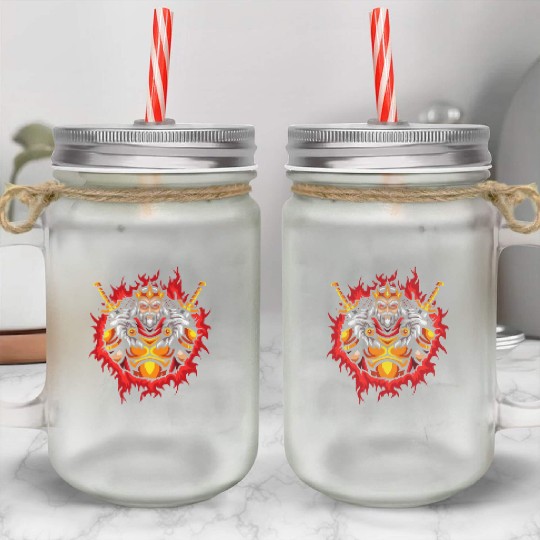 Monarch With Halftone Fire Background Mason Jar Cups